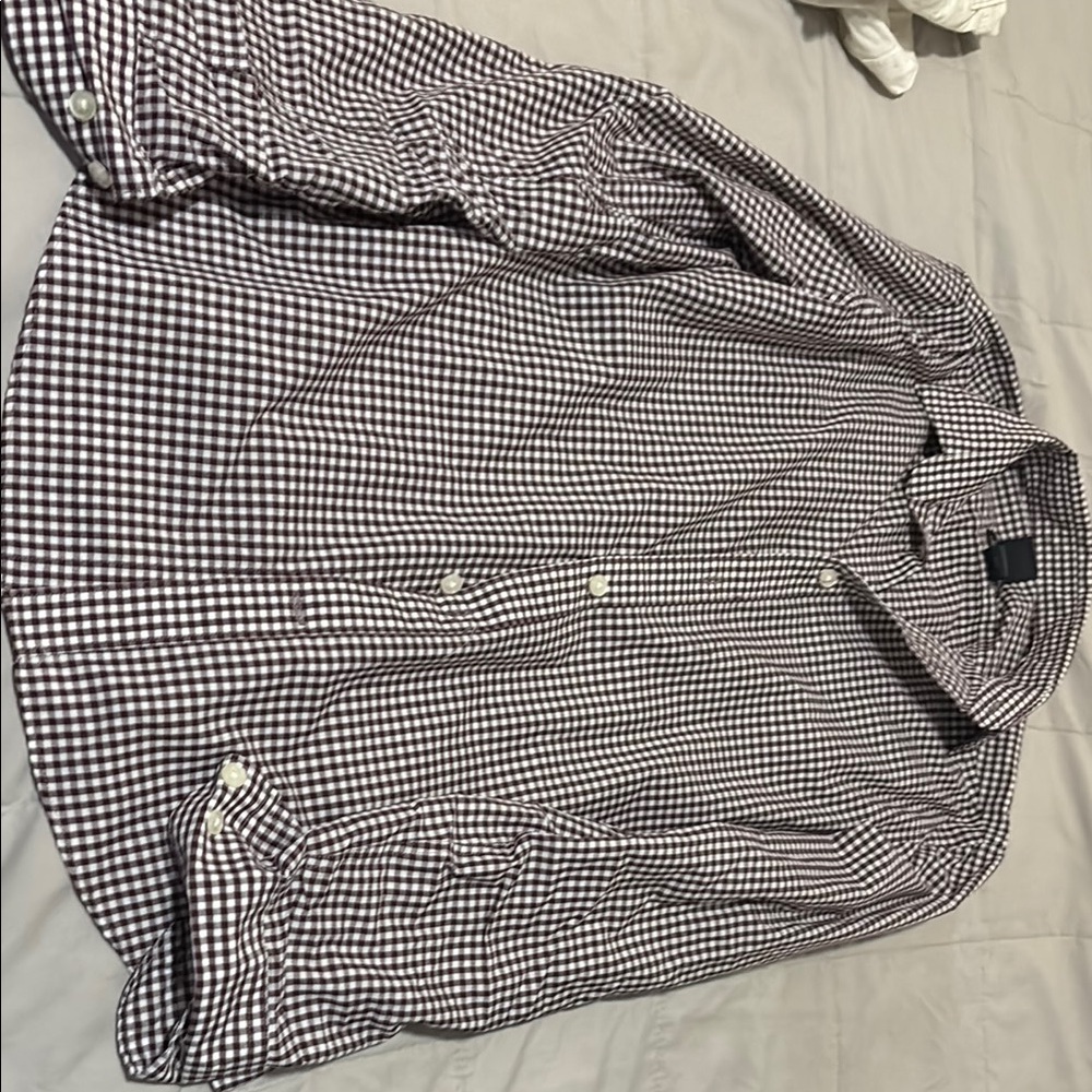 H&M Dark purple and White Checkered button up